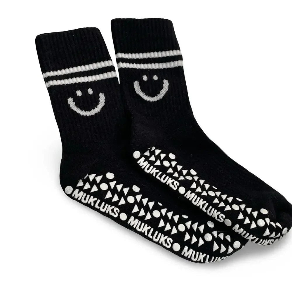 Muk Luks Slipper Socks One Size Smiley Face Shapes Anti Slip Grippy Bottoms Yoga